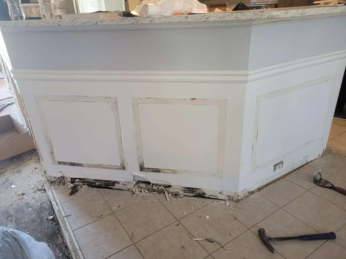 Water damage and mold on kitchen during Storm Damage Restoration in Shorewood